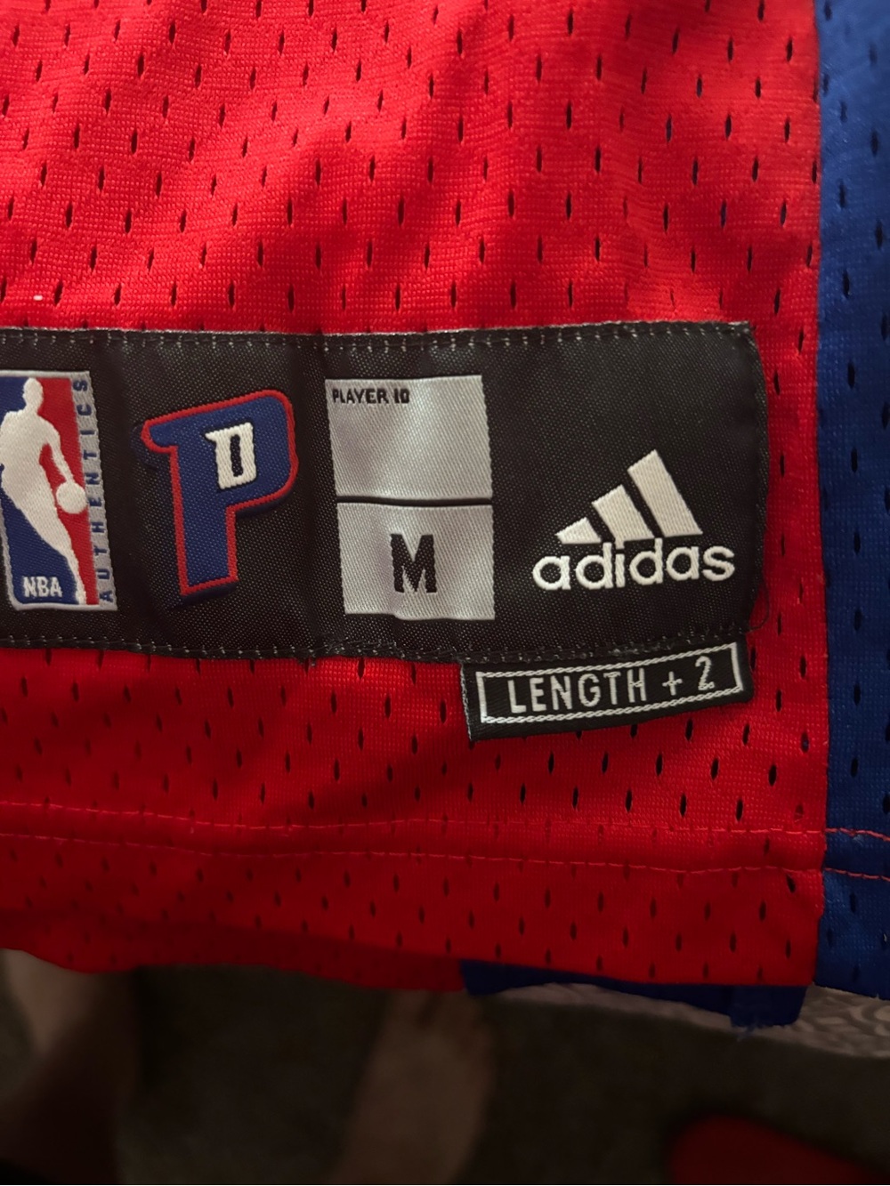 adidas Detroit Pistons Red and Blue Basketball Jersey - Picture 3 of 3